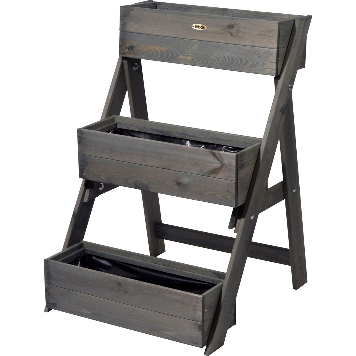 dobar Dreistufige Pflanztreppe 70 x 90 x 60 cm grau