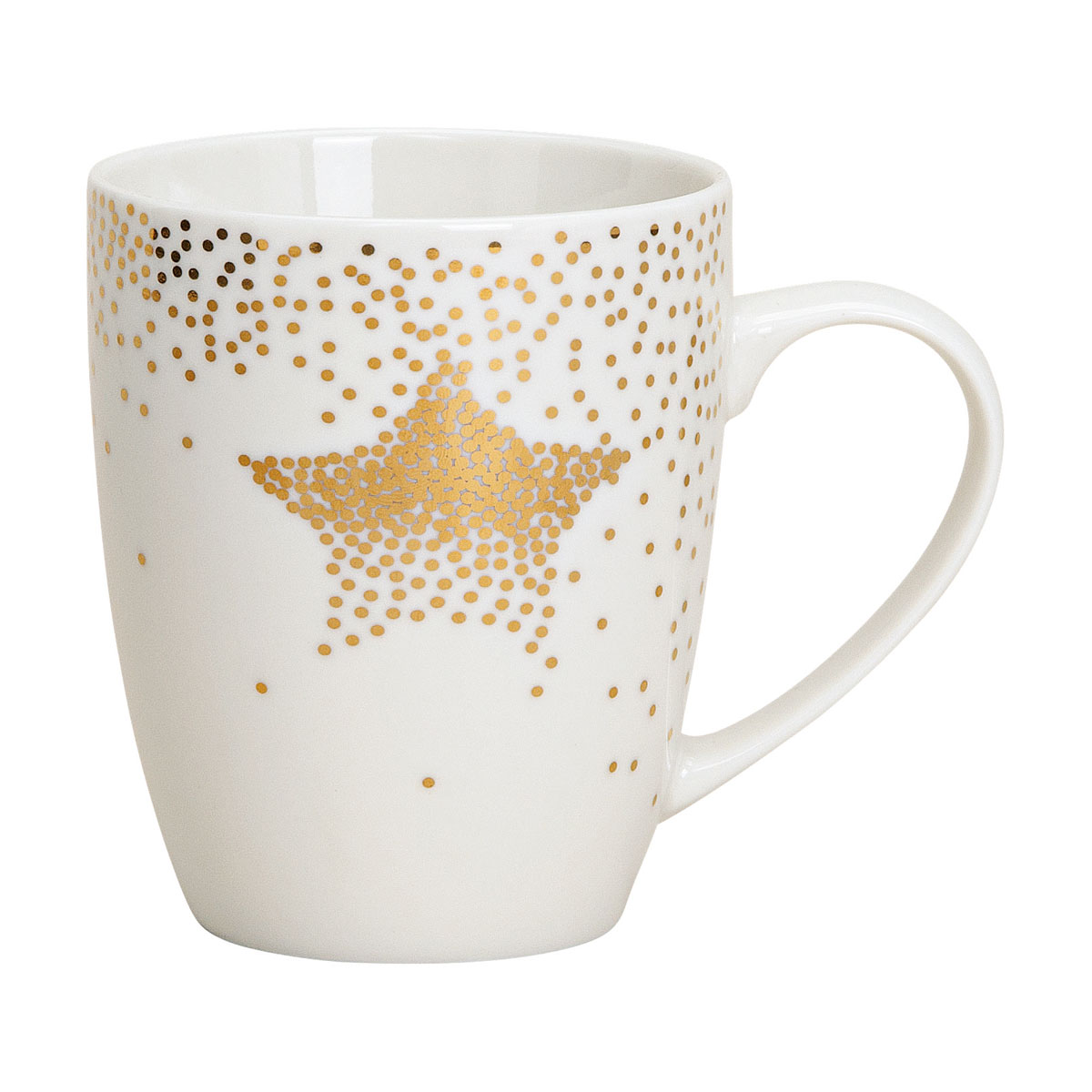 Becher goldener Stern Motiv aus Porzellan weiss 300 ml 11 x 10 x 8 cm