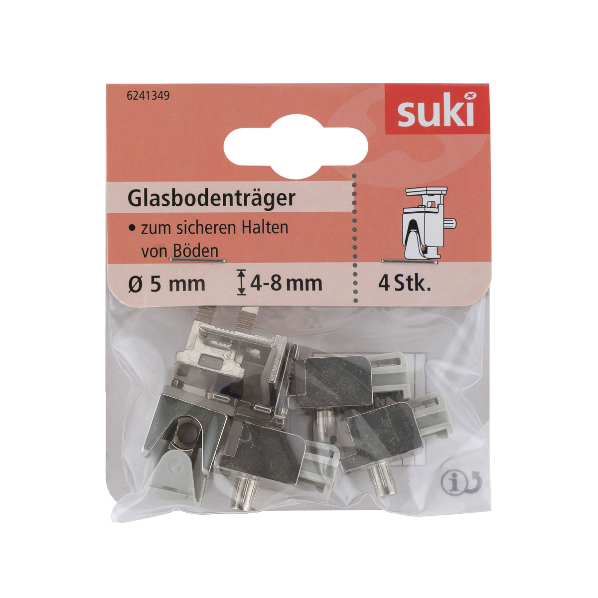 Suki Bodenträger Stahl/Kunststoff Durchmesser 0,5 x 0,8 cm vernickelt 4 Stück Bild 1