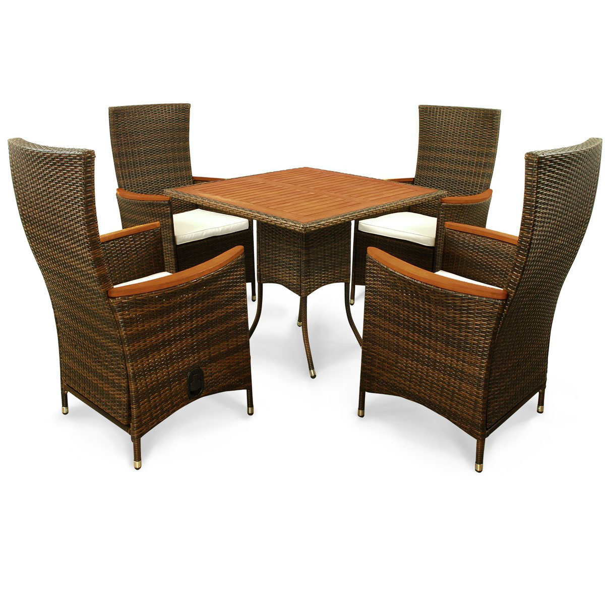Indoba Gartenmöbel Set Valencia 5-teilig Polyrattan braun | Hochlehner |  braun | 1 Tisch 4 Stühle | K000021805