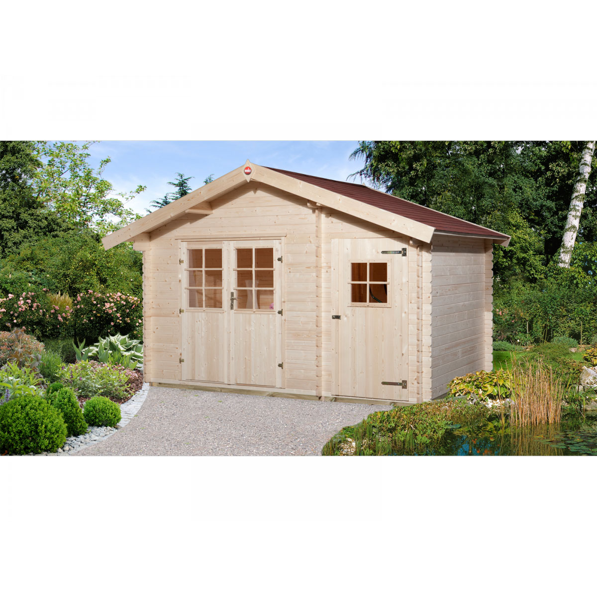 Weka Gartenhaus 253 Größe 1 28 mm natur mit Fußboden 370 x 200 x 270 cm Bild 1