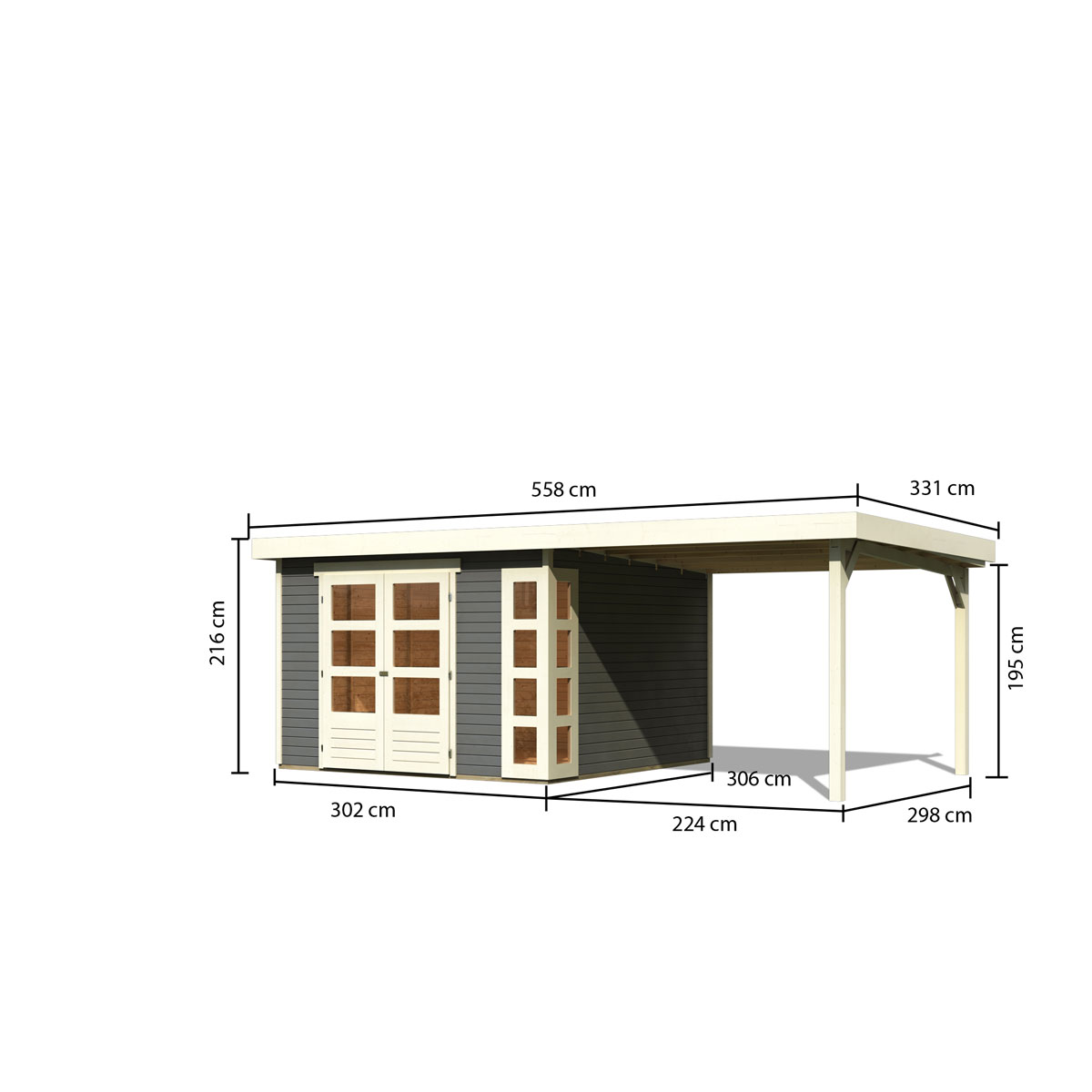 Karibu Gartenhaus Kerko 6 Set mit AD terragrau Bild 3
