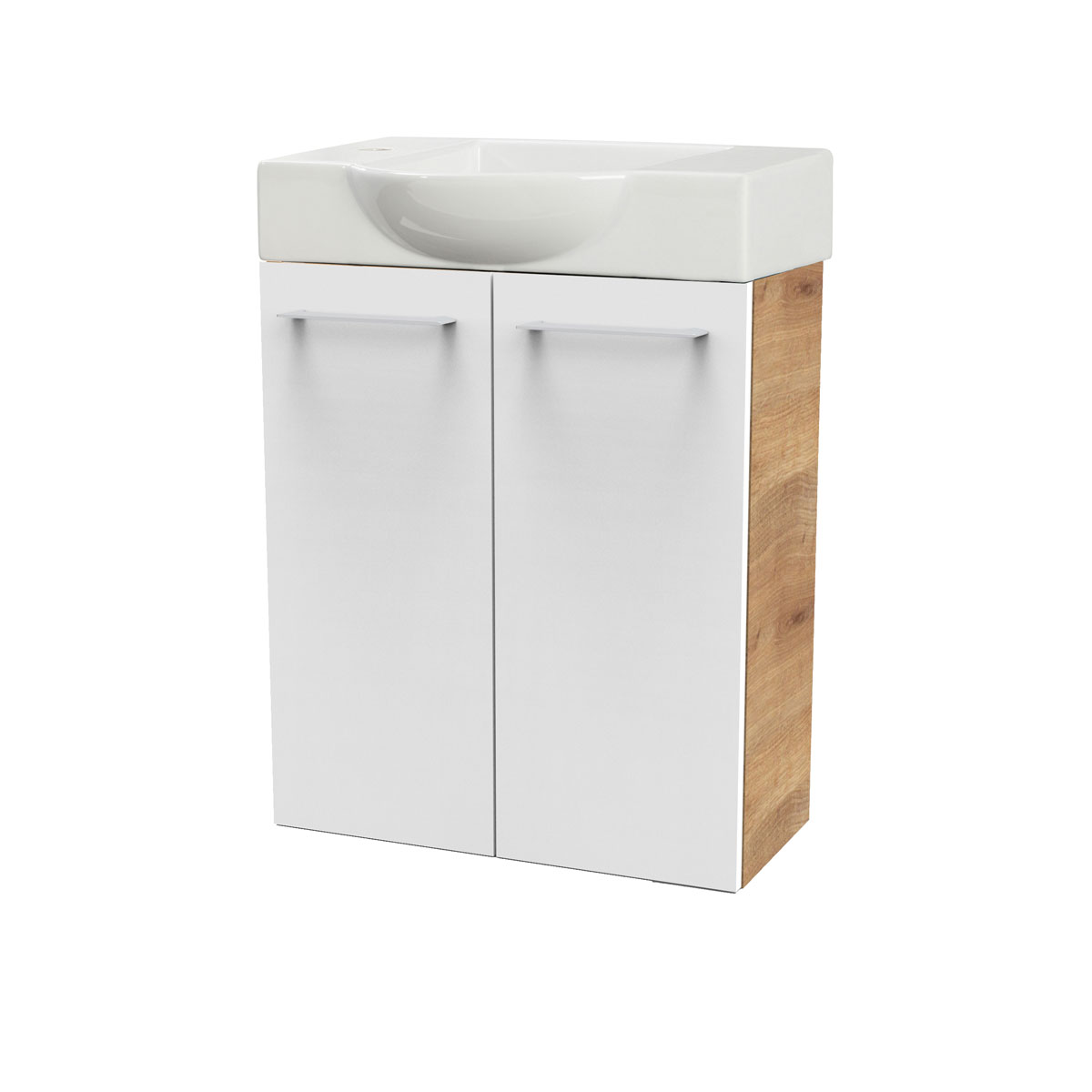 Fackelmann  Gäste-WC Waschtischunterschrank SBC 520 x 600 x 243 mm AstEiche/Weiß Bild 2