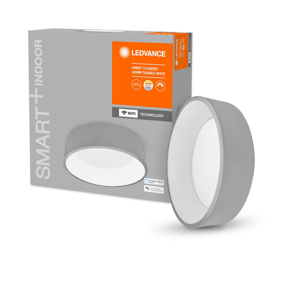 Ledvance SMART+ Deckenleuchte Orbis Cylinder Durchmesser 45 cm grau