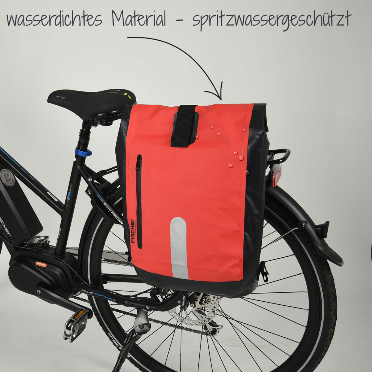 Bikes schwarz-rot Fischer Gepäckträgertasche wasserdicht | 295840