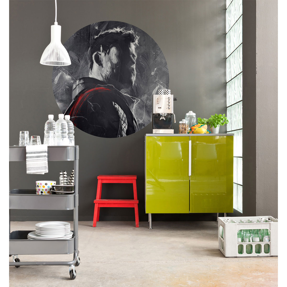 Komar Selbstklebende Vlies Fototapete rund Avengers Painting Thor Durchmesser 125 cm