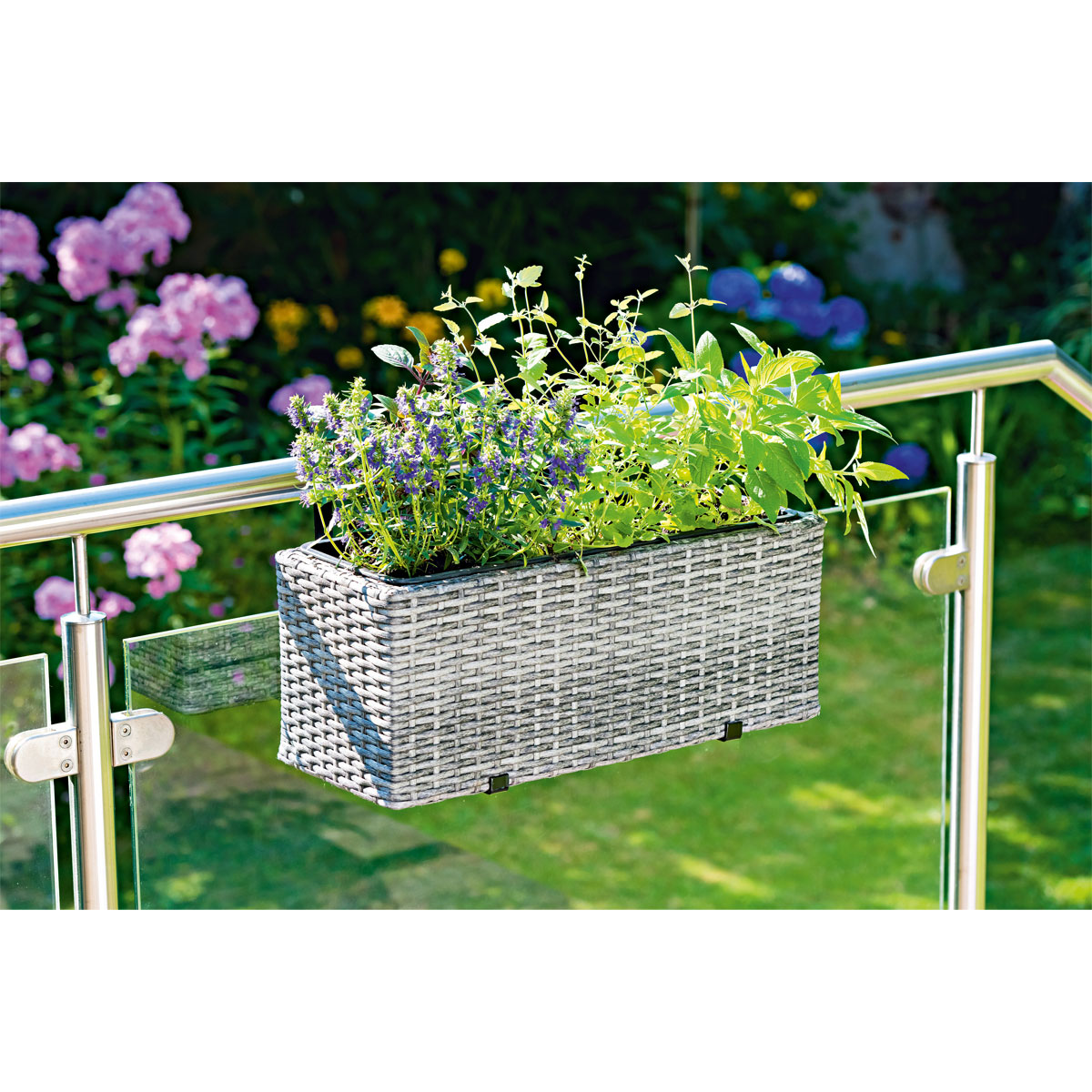 Haveson Rattan-Balkonkasten Lotus 20 x 20 x 51,5 cm grau