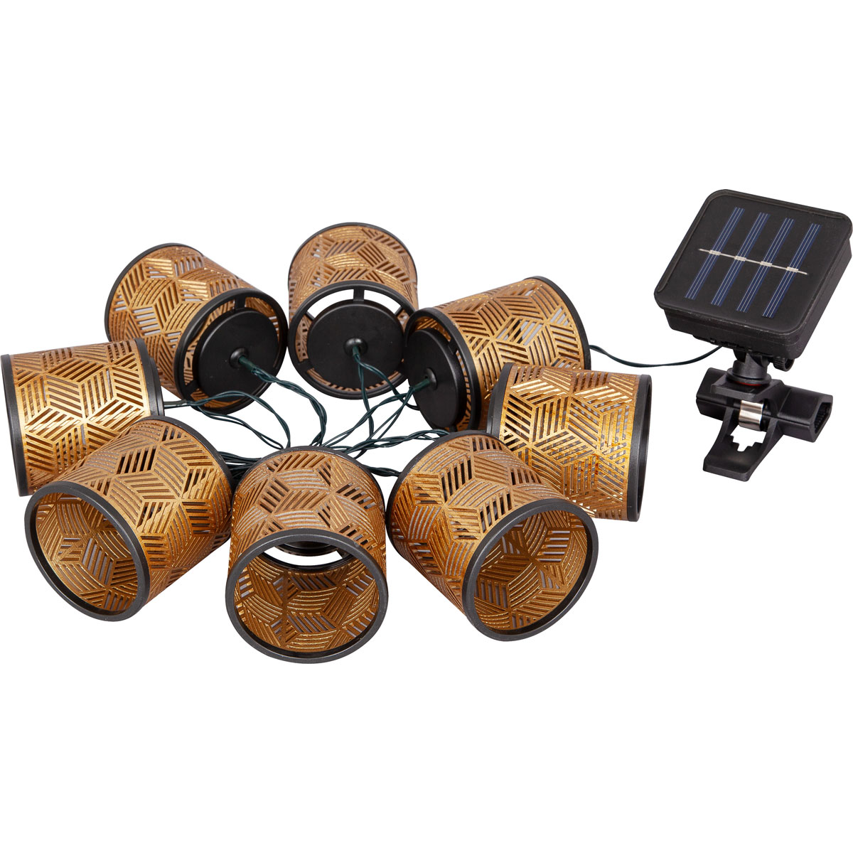 Flector Solar-Lichterkette Golden Cubic Shine inkl 8 Lampenschirme gold Bild 3