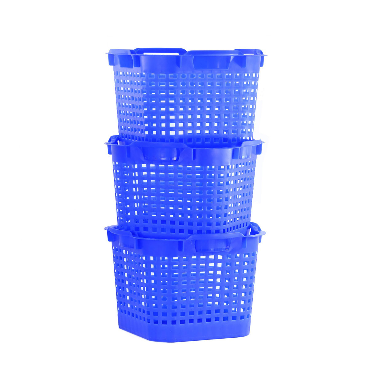 GreenLife Uni-Korb 25 kg, 3 Stück, drehstapelbar, blau