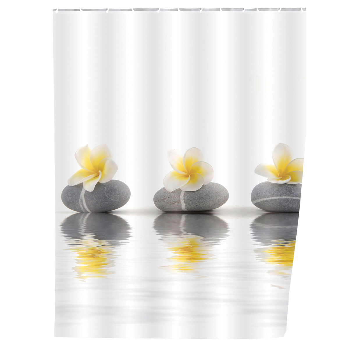 Wenko Duschvorhang Stones with Flower Textil Polyester 180 x 200 cm waschbar