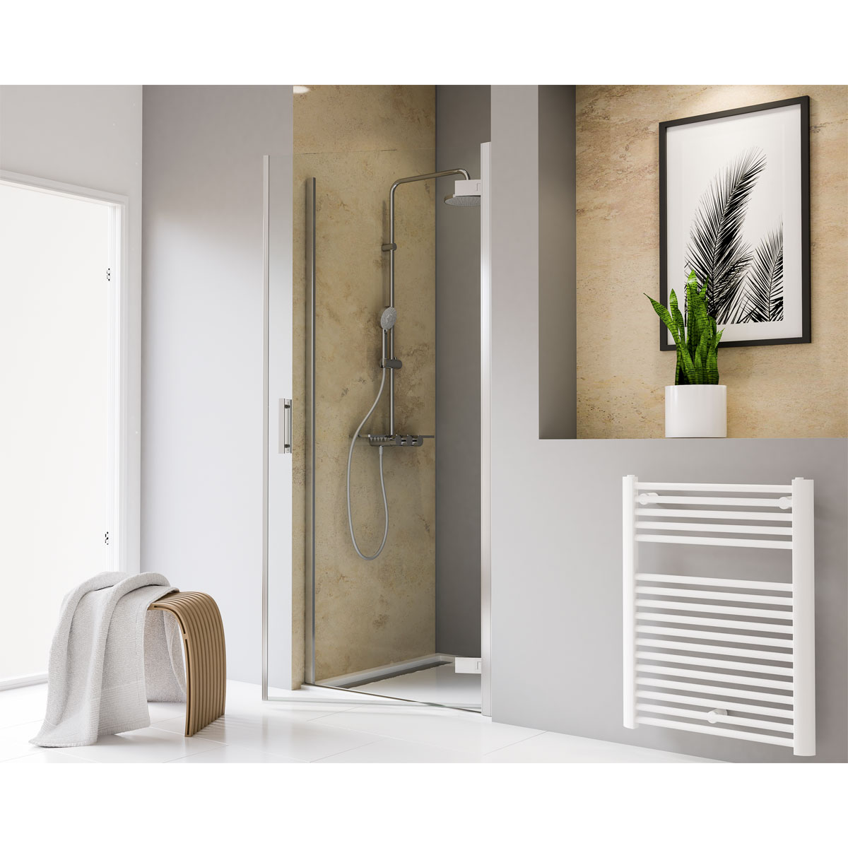 Schulte Drehtür pendelbar in Nische Toura 90 x 200 cm chrom Anschlag rechts