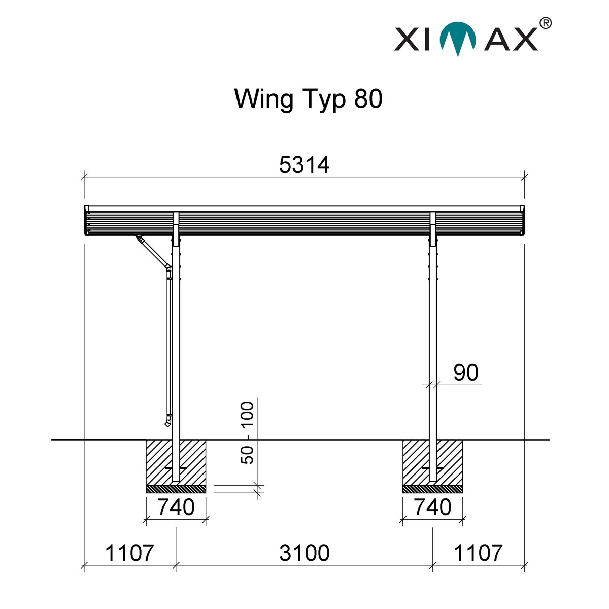 Ximax  Aluminium CarportWing 80" Anthrazit Bild 7