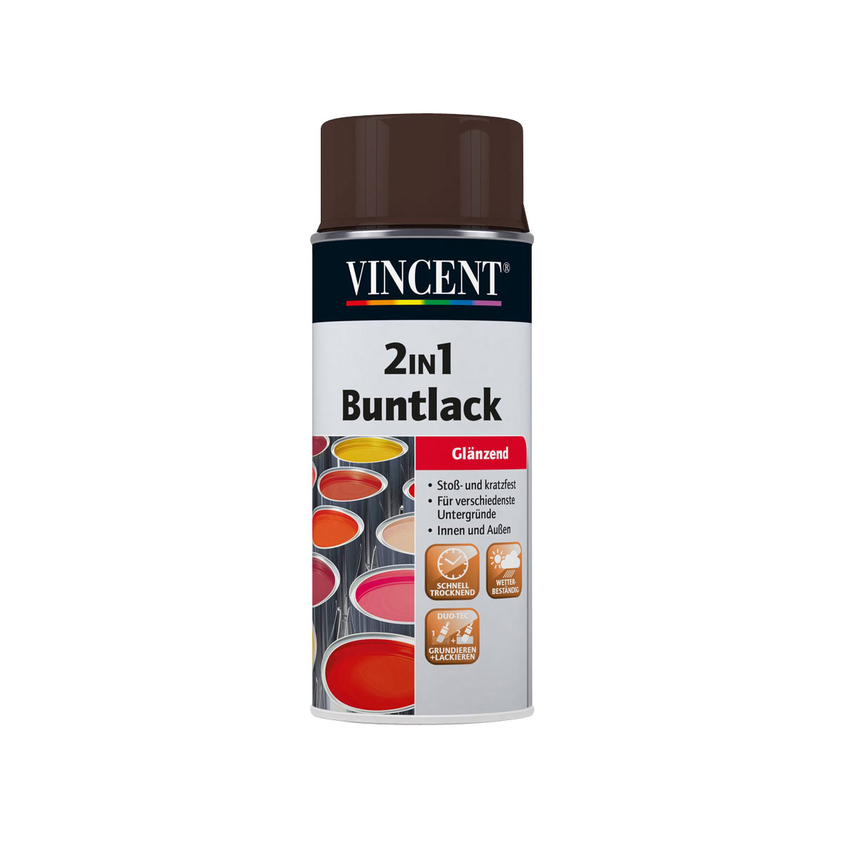 Vincent 2in1 Buntsprühlack schokobraun 0,15 L Glänzend Vincent 2in1 Buntsprühlack schokobraun 0,15 L Glänzend