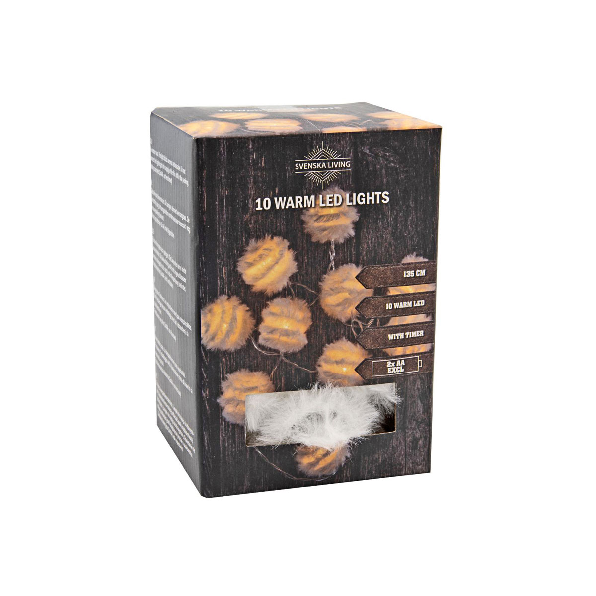 LED-Lichterkette Pompom/Feder Timerfunktion batteriebetrieben