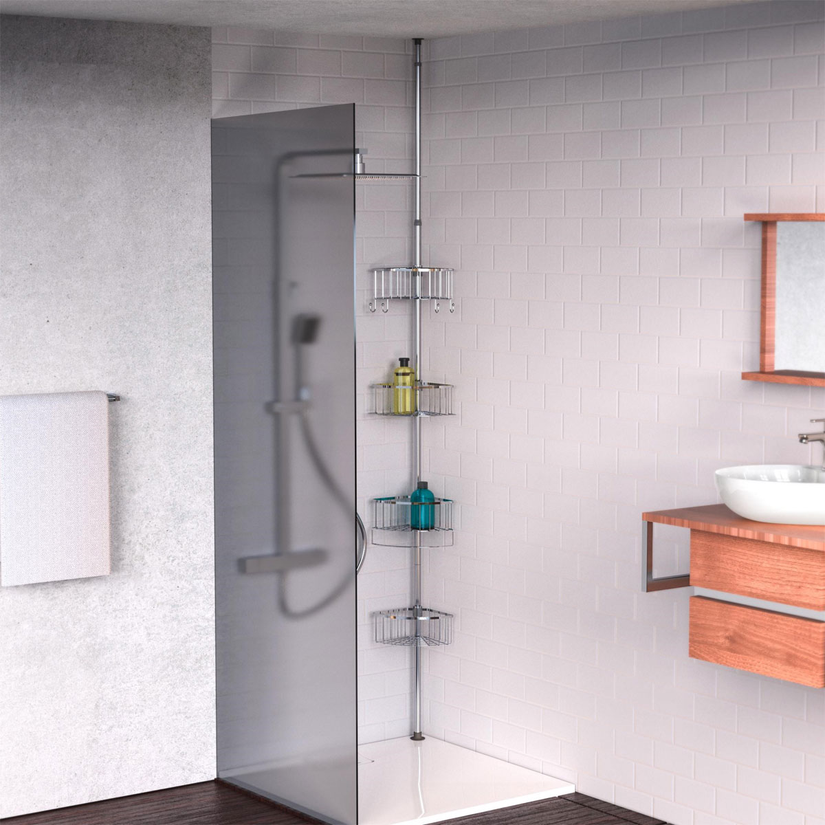 Schütte Teleskop-Dusch-Eckregal Edelstahl/Chrom Bild 6