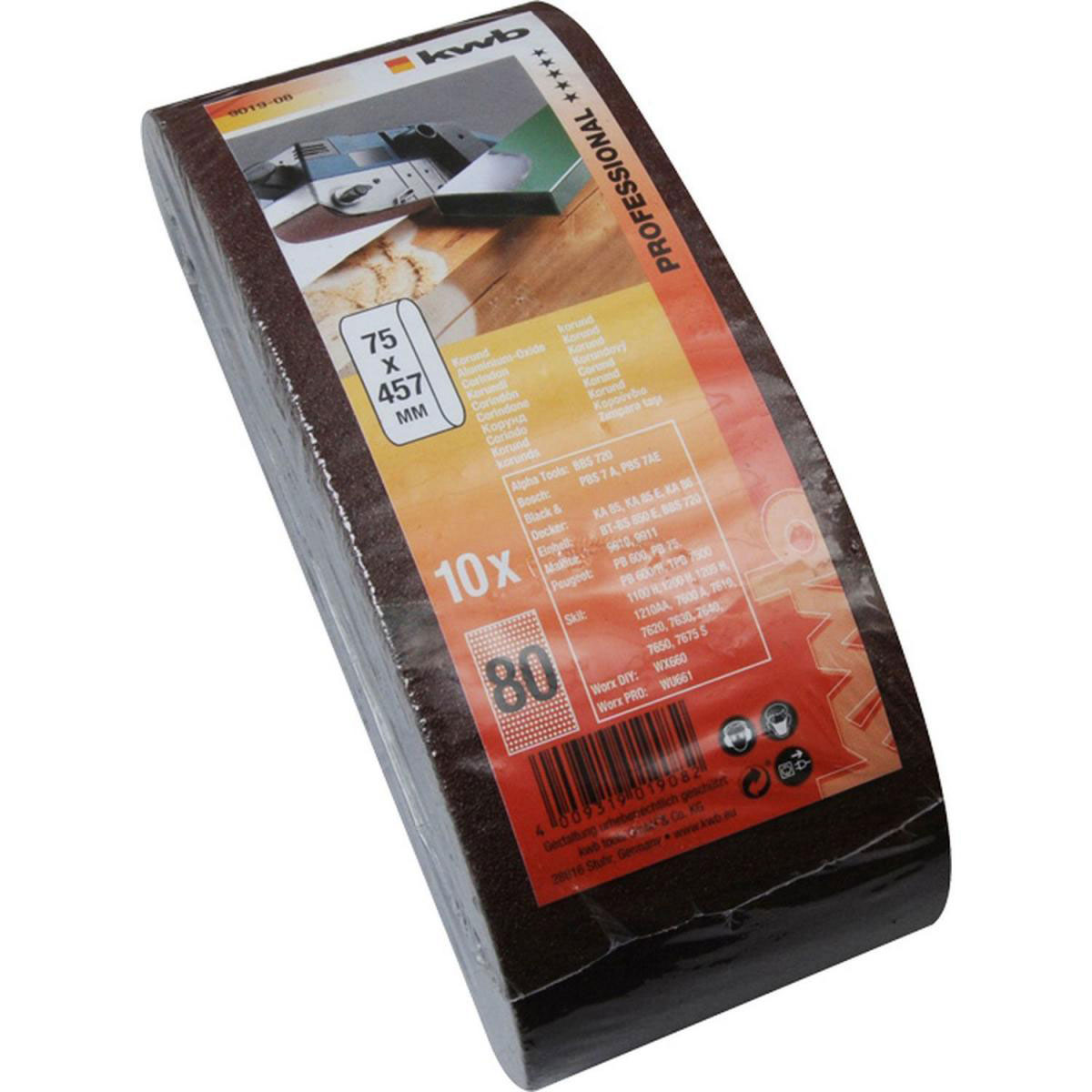 kwb  Schleifbänder Holz und Metall 75 x 457 mm K80 Bild 2