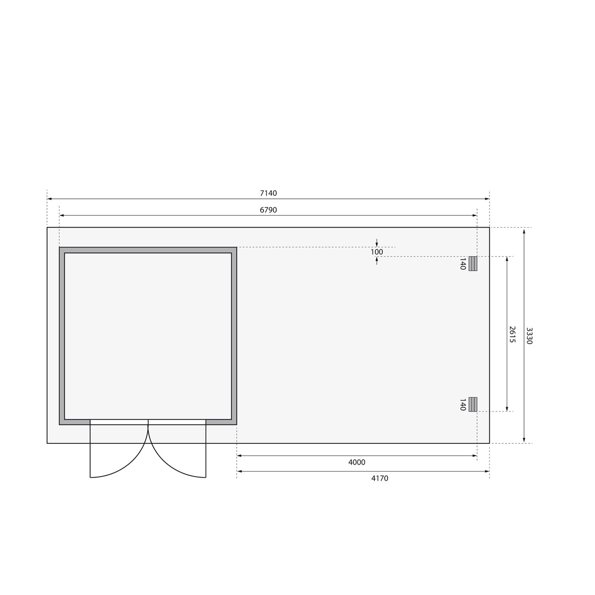 Karibu BBH Bastrup 5 Set mit Anbaudach naturbelassen Bild 9