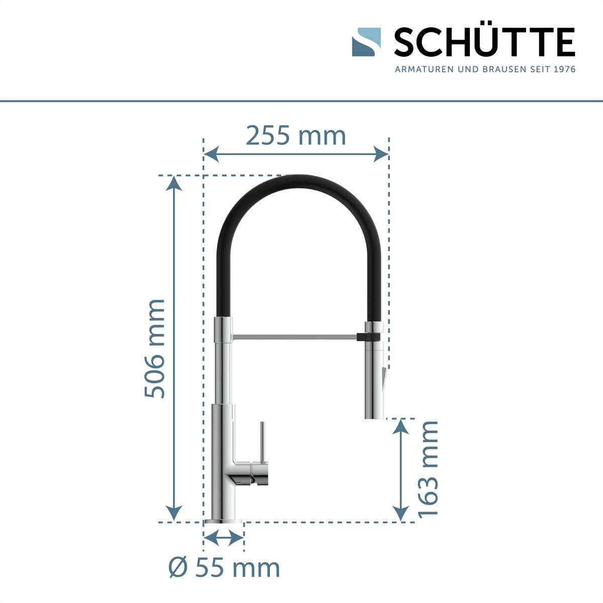 Schütte Küchenarmatur mit ausziehbarer Brause 79180 Stilo chrom schwarz Bild 16