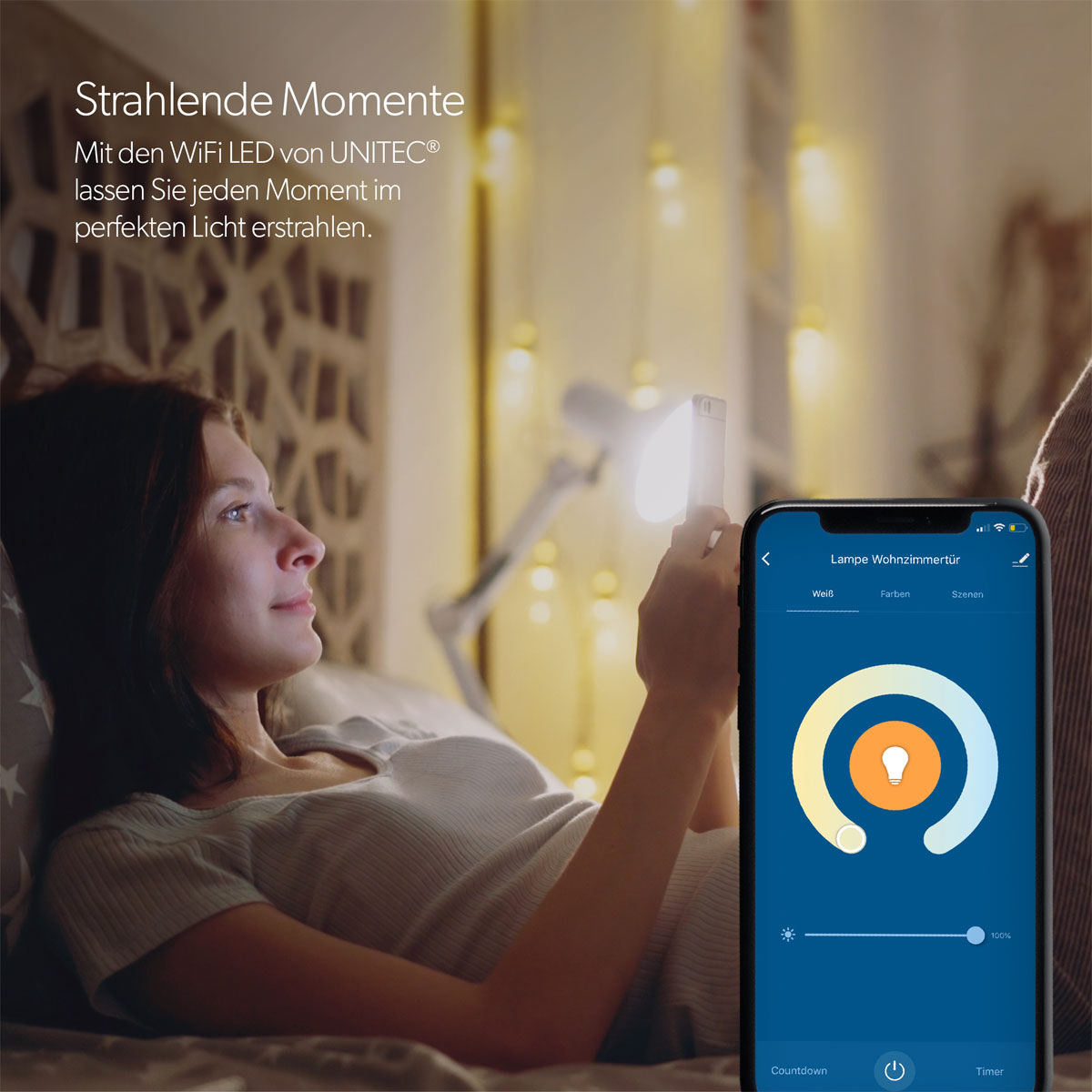 Unitec WIFI LED-Leuchtmittel Smart E27 10W RGB CCT dimmbar Bild 8