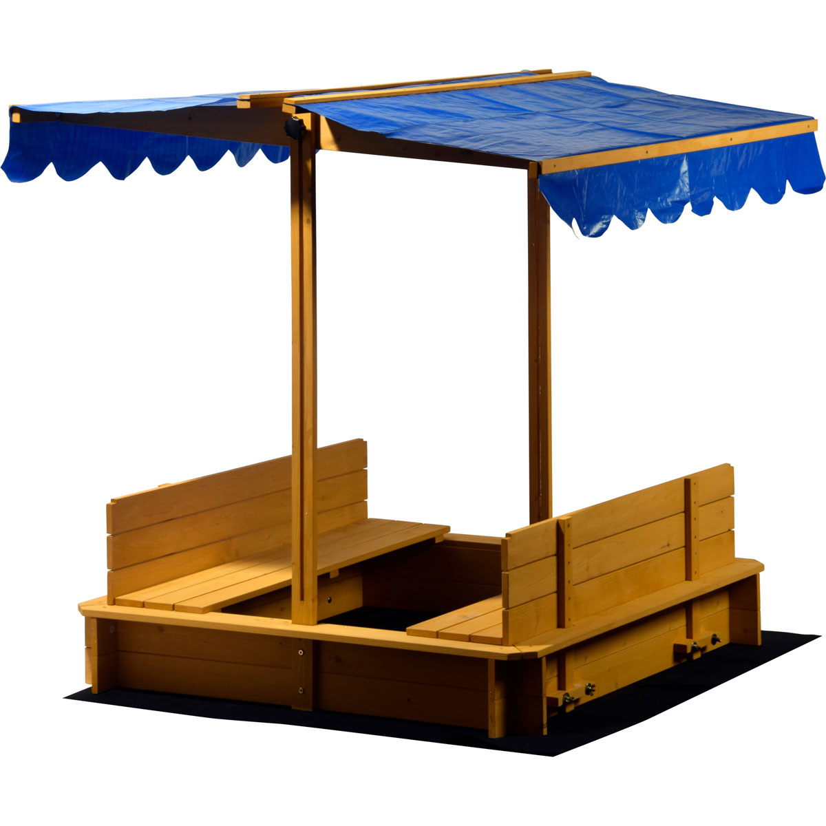 dobar Sandkasten mit schwenkbarem Dach 120 x 120 x 120 cm hellbraun Bild 3