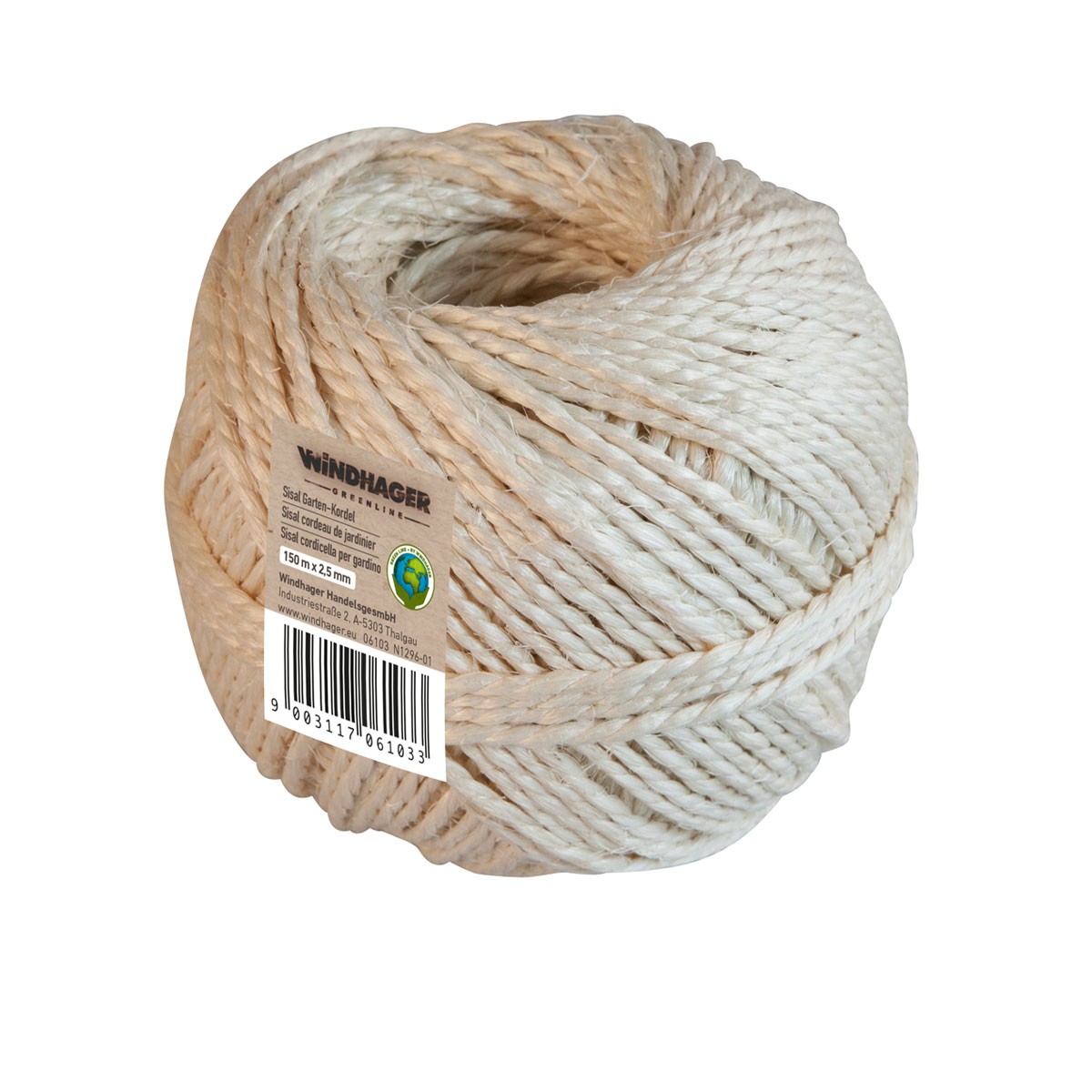 Windhager Sisal Garten-Kordel 150mx2,5 mm weiß