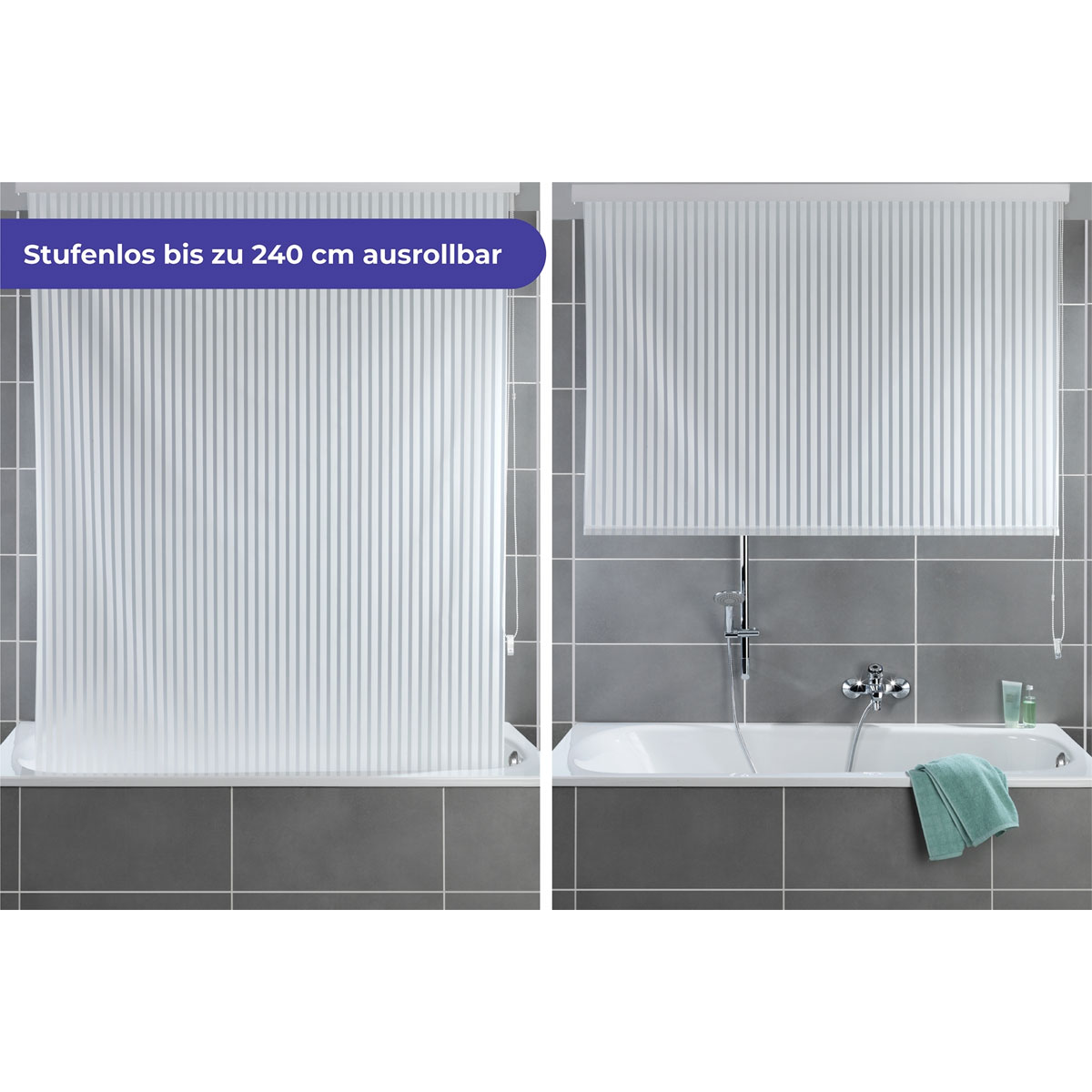 Wenko  Duschrollo 128 x 240 cm schnelltrocknendes Rollo für Dusche und Badewanne Bild 8