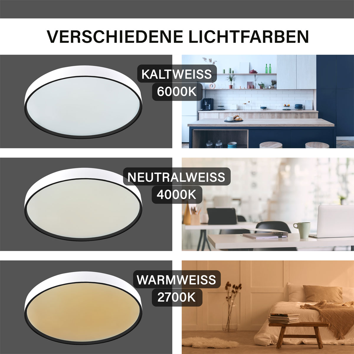 Decken-Wandleuchte SHINING JUPITER BLACK 1800K 24W Bild 5