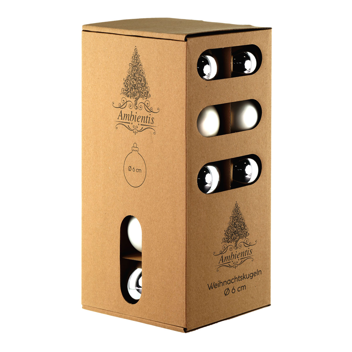 Ambientis Glaskugeln 6 cm silber weiß Mix Bild 3