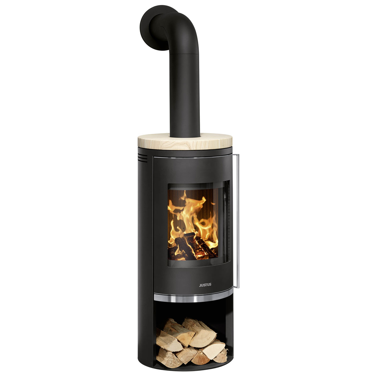 Justus Kaminofen Faro 2.0 mit Abdeckplatte Sandstein Schwarz