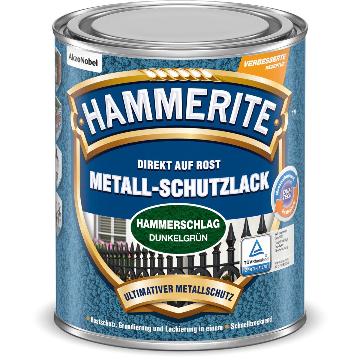 Hammerite Metallschutzlack dunkelgrün Hammerschlag 250 ml