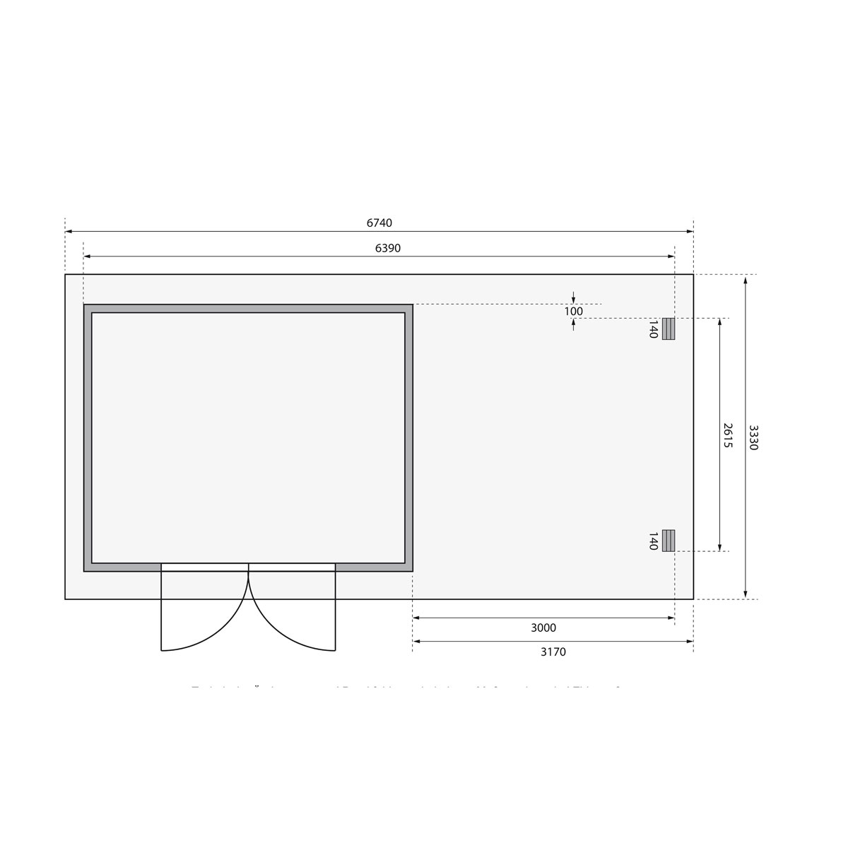 Karibu BBH Bastrup 7 Set mit Anbaudach naturbelassen Bild 8