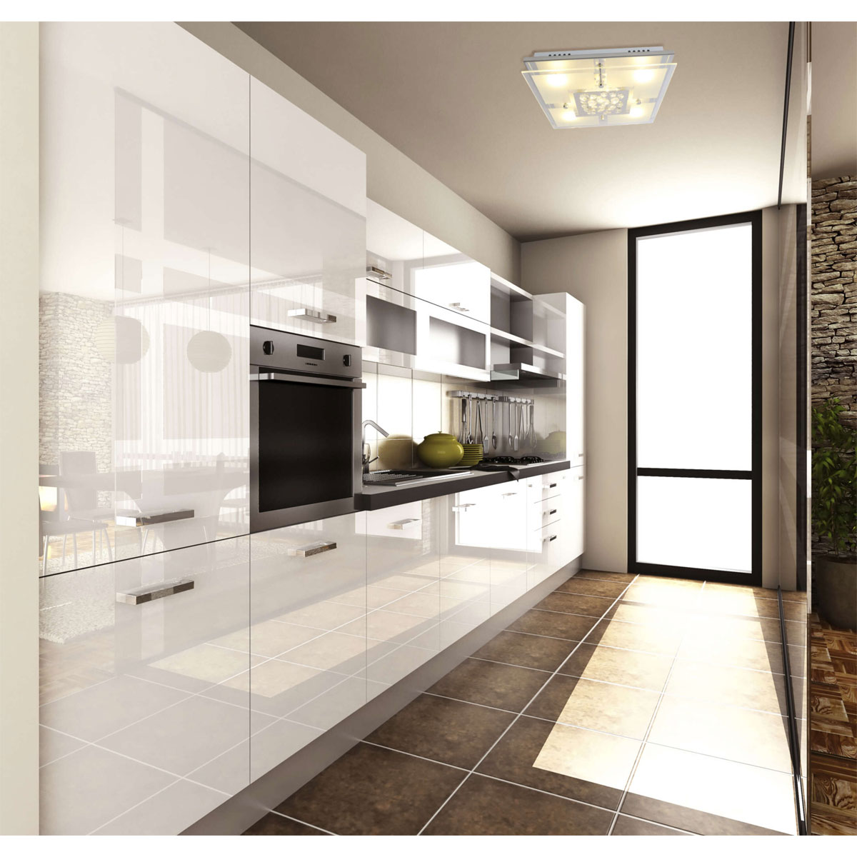 Naeve LED DL Chur Metall/Glas chromeLxBxH: 30x30x7,5cm Bild 6