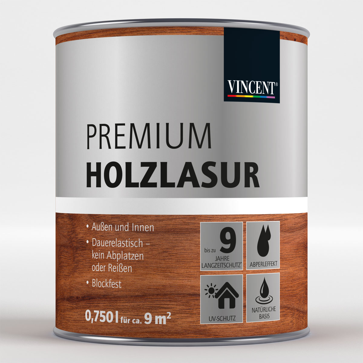 Vincent Premium Holzlasur Grau 0,75 L