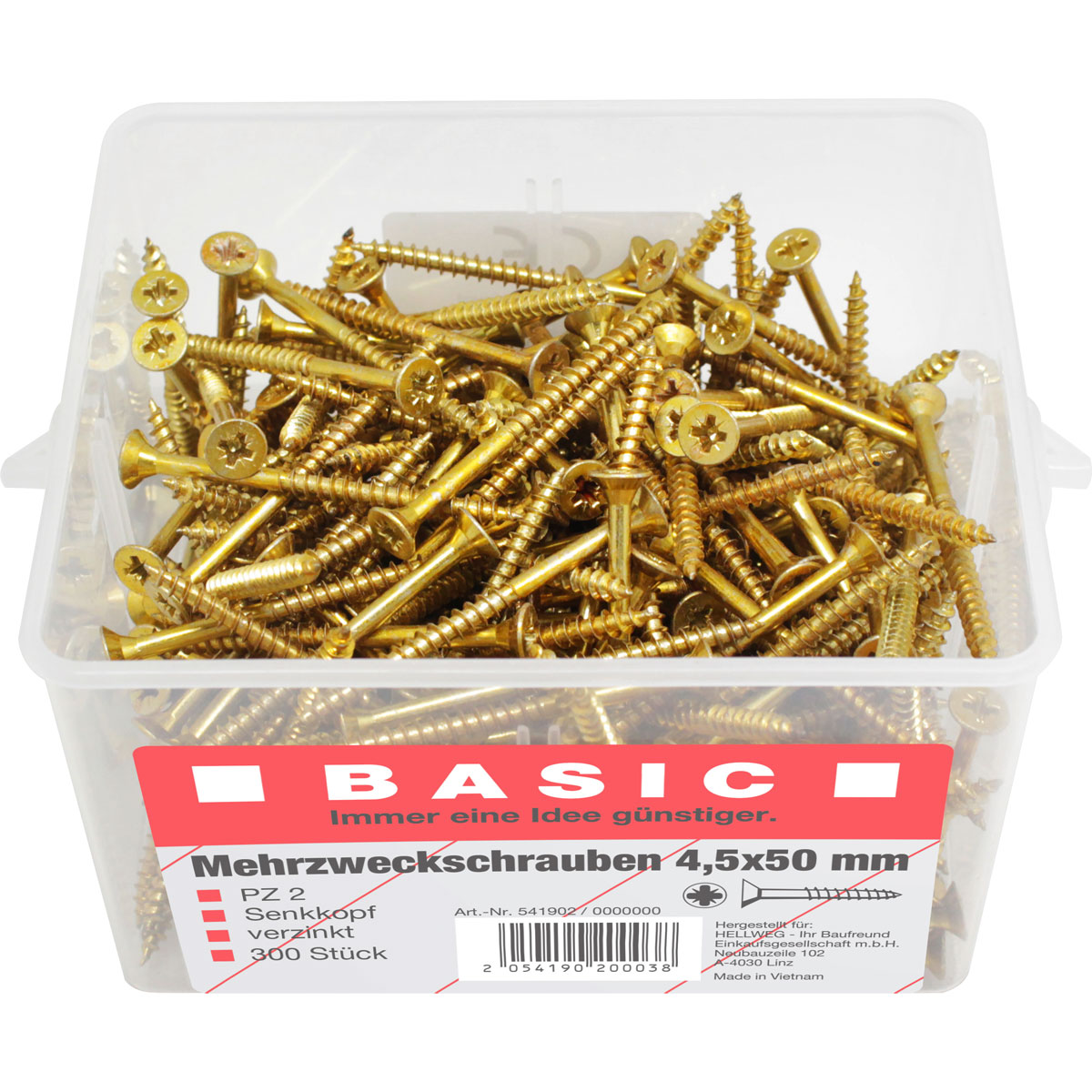 Basic Mehrzweckschrauben 4,5 x 50 mm 300 Stück im Eimer Bild 2