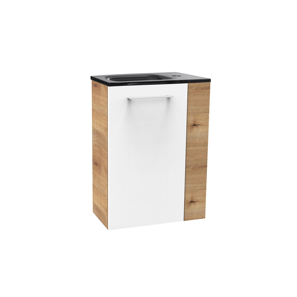 Fackelmann  Gäste-WC Waschtischunterschrank links SBC 440 x 600 x 243 mm AstEiche/Weiß Bild 4