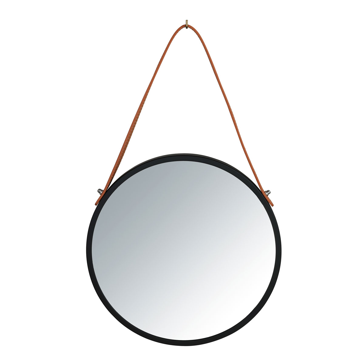 Wenko  Wandspiegel Borrone rund 30 cm schwarz mit Aufhänge-Gurt