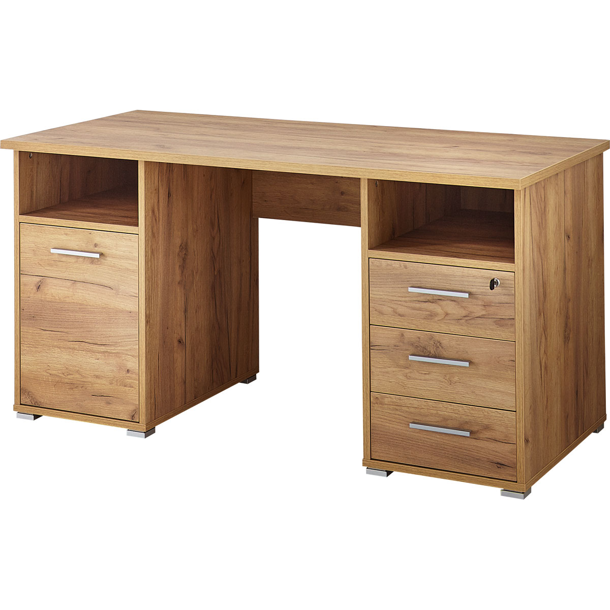 Schreibtisch Keep mit Stauraum 145 x 75 x 70 cm Navarra-Eiche-Nachbildung