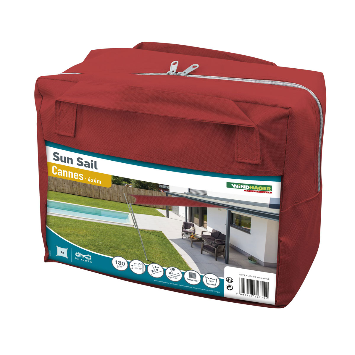 Viereck-Segel Cannes 4 x 4 m brick Bild 4