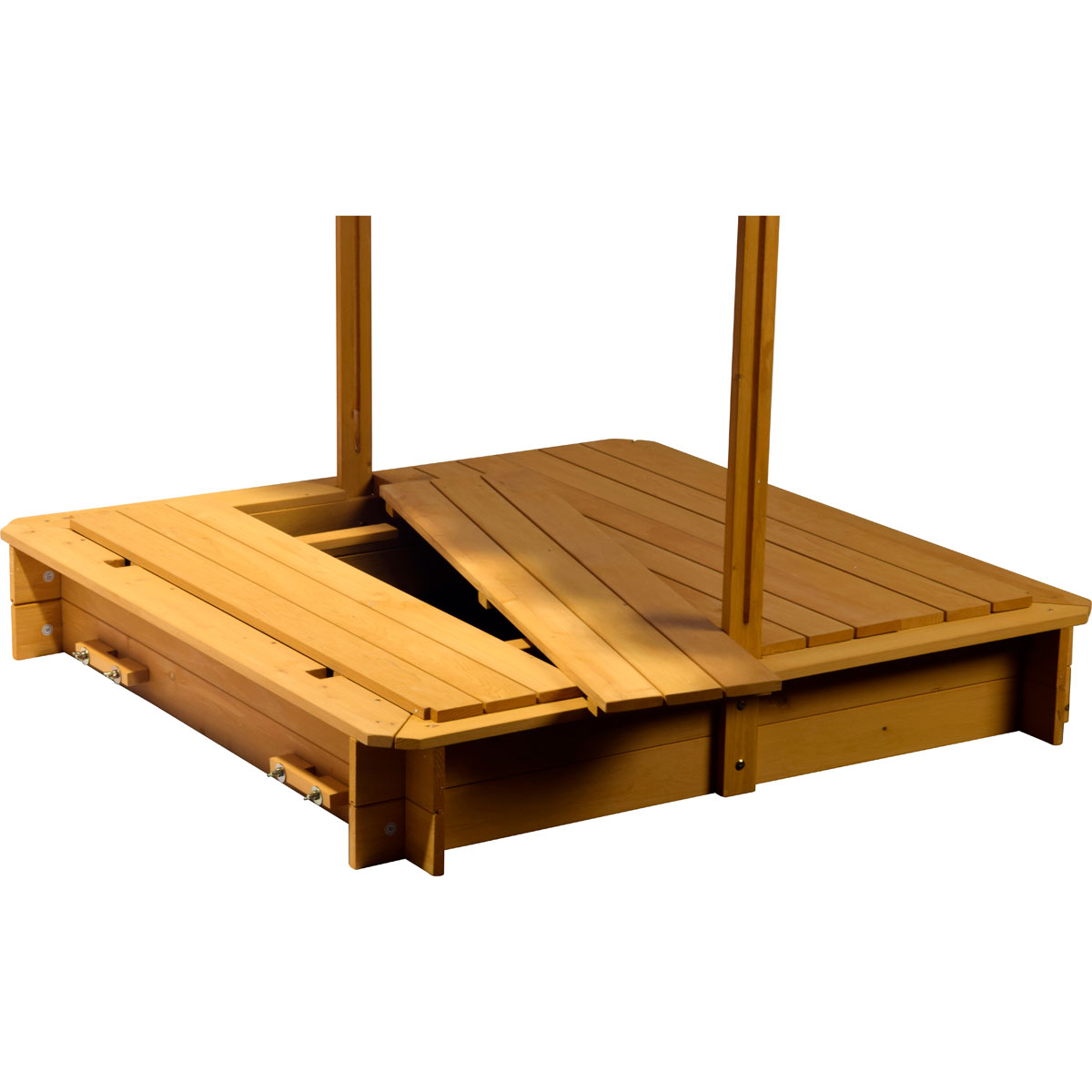 dobar Sandkasten mit schwenkbarem Dach 120 x 120 x 120 cm hellbraun Bild 7
