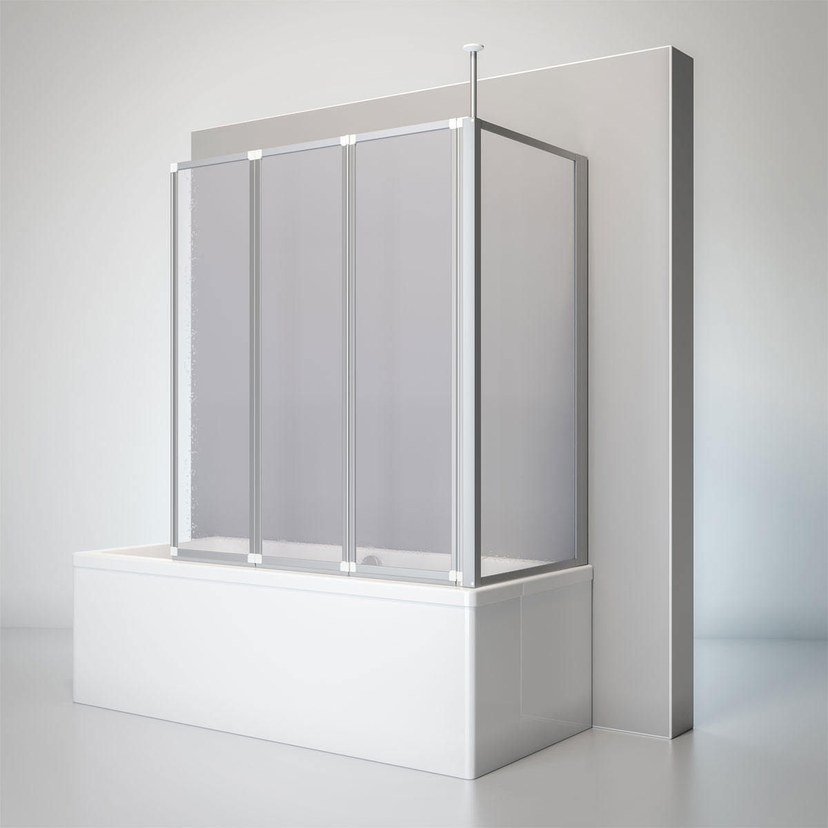 Schulte Badewannenfaltwand 3-teilig 1288 x 1400 mm mit Seitenwand und Deckenstütze