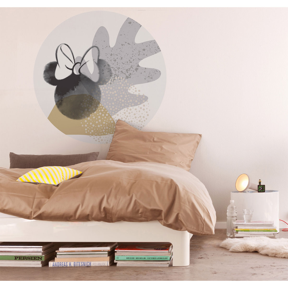 Komar Selbstklebende Vlies Fototapete rund Minnie Loop Art Durchmesser 125 cm