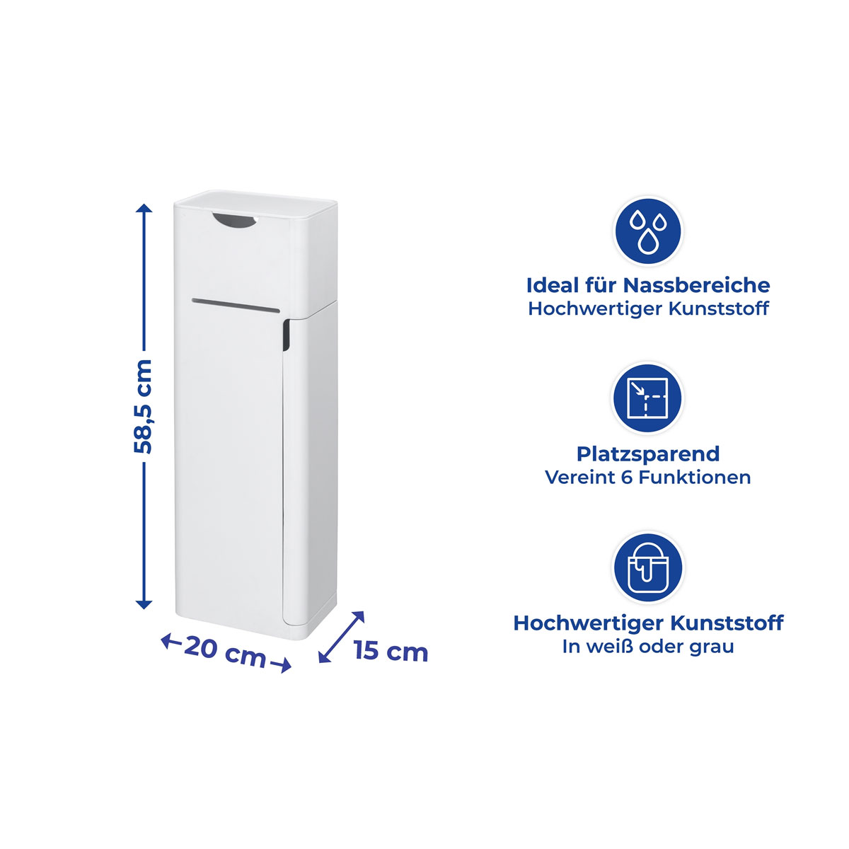 Wenko  6 in 1 Stand WC-Garnitur Imon Weiß matt integrierter Toilettenpapierhalter WC-Bürstenhalter Ersatzrollenhalter Stauraumfächer und Ablage Bild 4