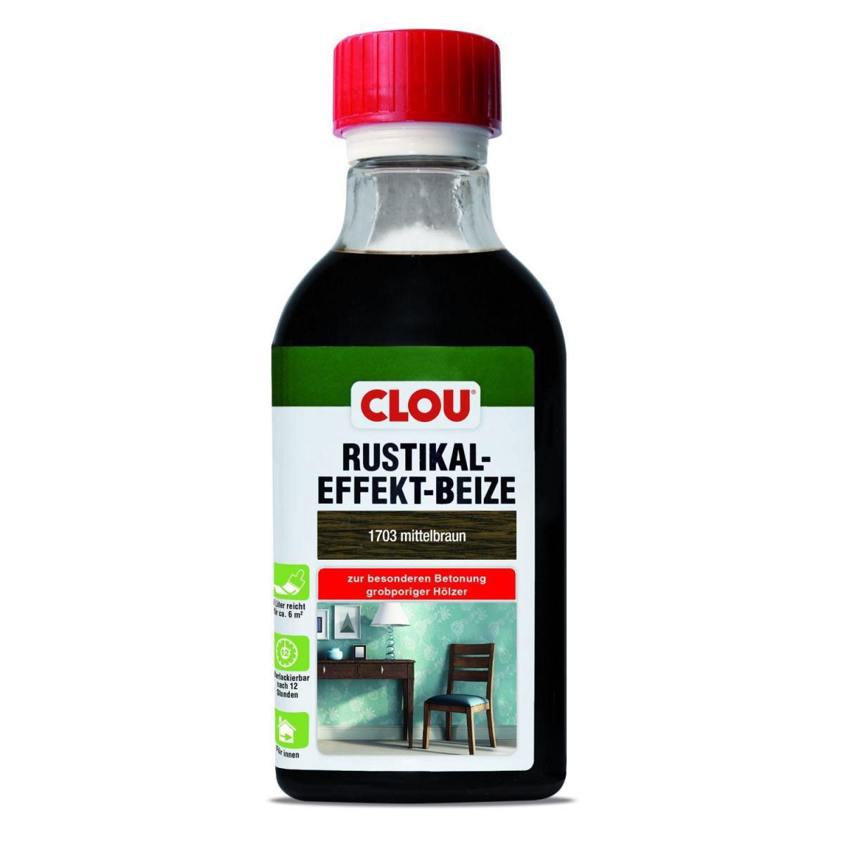 Clou B4 Rustikaleffekt-Beize Mittelbraun 250 ml Clou B4 Rustikaleffekt-Beize Mittelbraun 250 ml