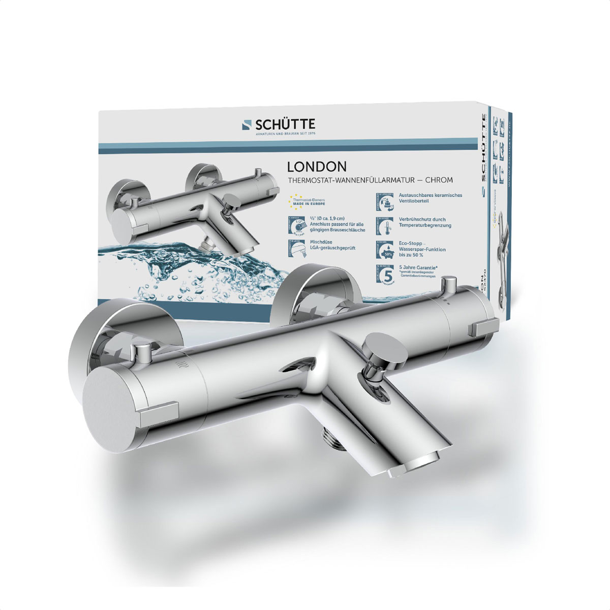 Schütte  Wannenfüllarmatur „London“ chrom Thermostat