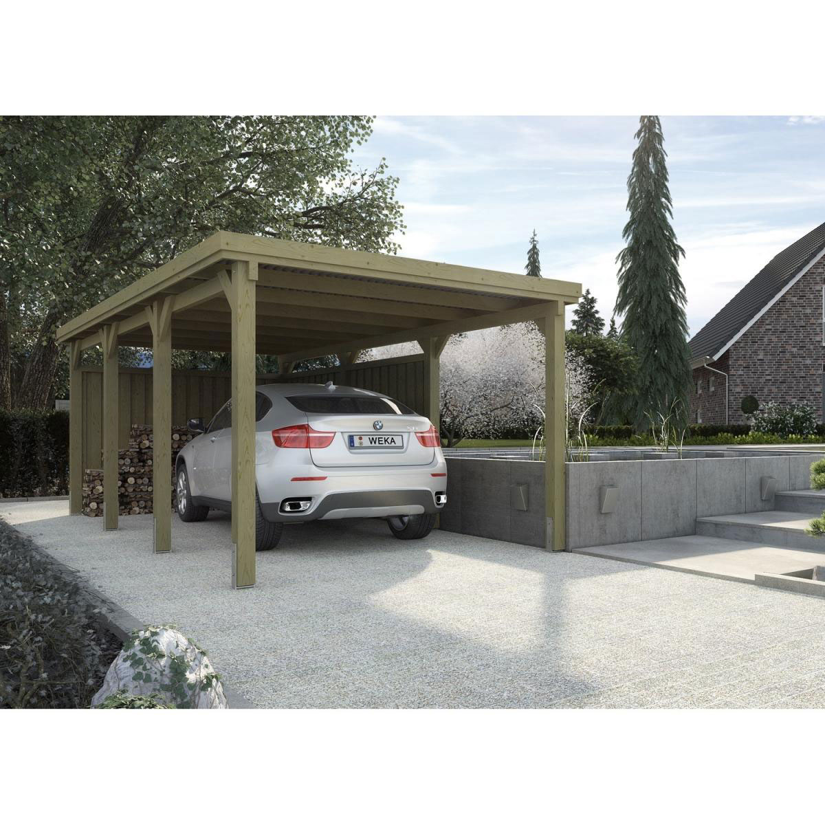 Weka Flachdach-Einzelcarport 617 270 x 576 cm