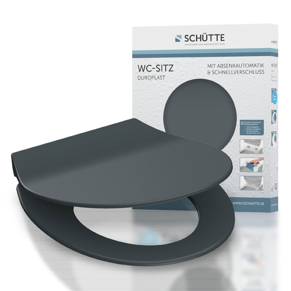 Schütte Duroplast WC-Sitz SLIM ANTHRAZIT mit Absenkautomatik und Schnellverschluss