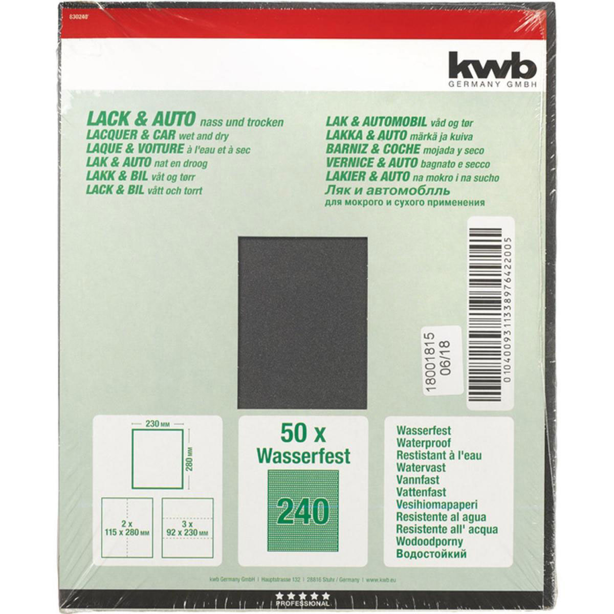 kwb  Schleifpapier Lack und Auto wasserfest 230 x 280 mm K240 Bild 2