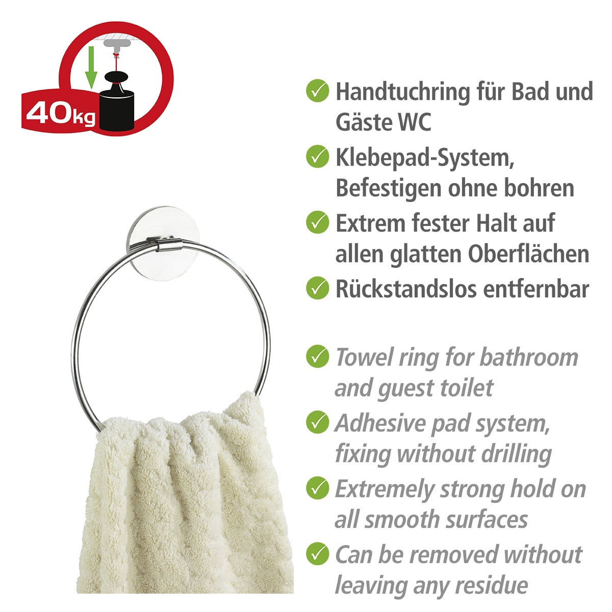 Wenko Turbo-Loc Wand Handtuchring Bild 3