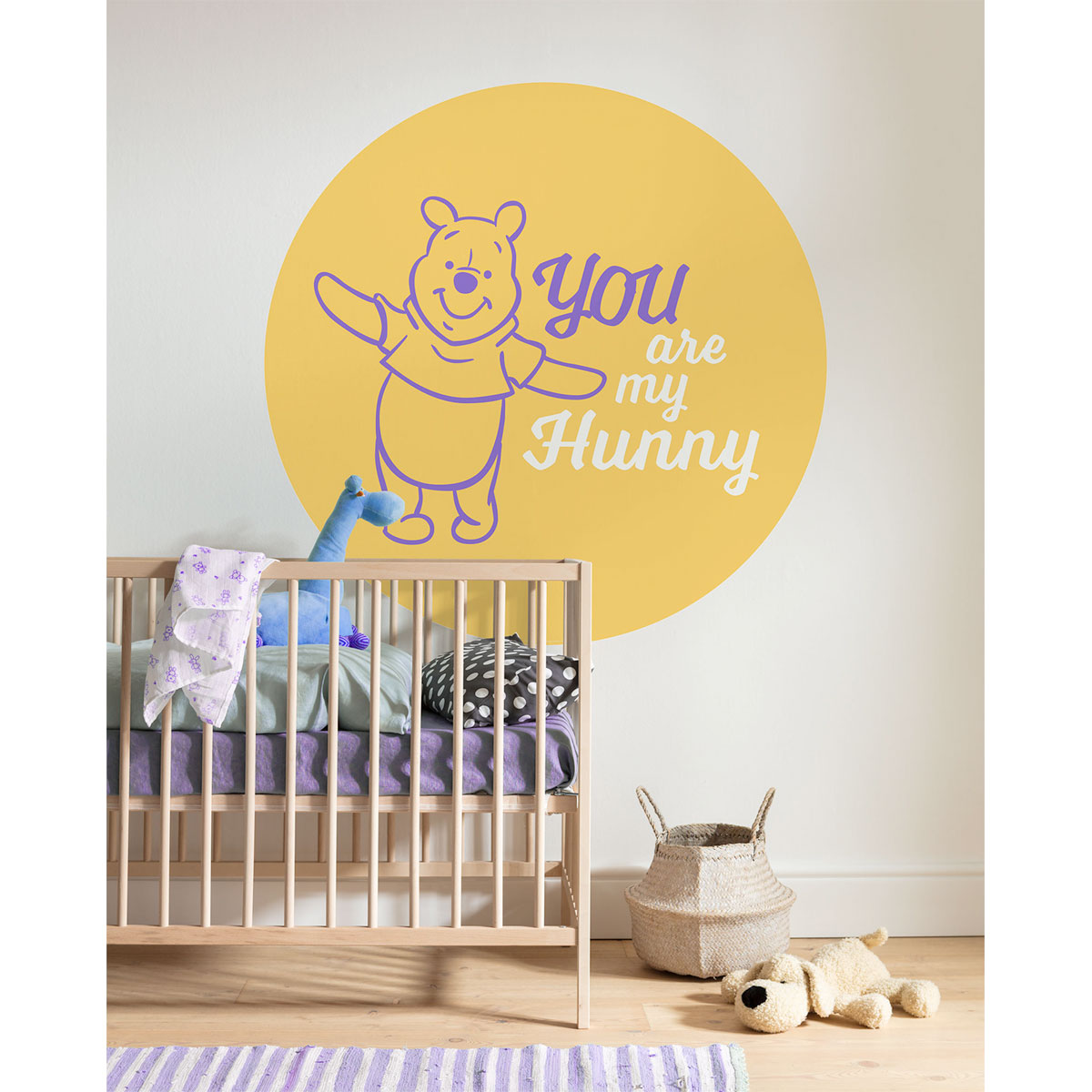 Komar Selbstklebende Vlies Fototapete rund Winnie the Pooh My Hunny Durchmesser 125 cm