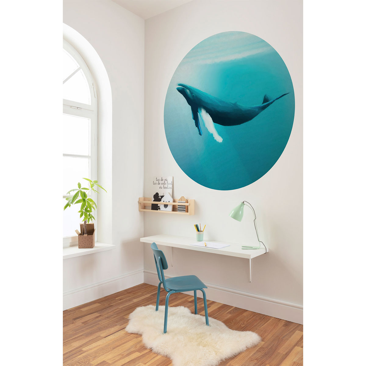 Komar Selbstklebende Vlies Fototapete rund Whale Watching Durchmesser 125 cm